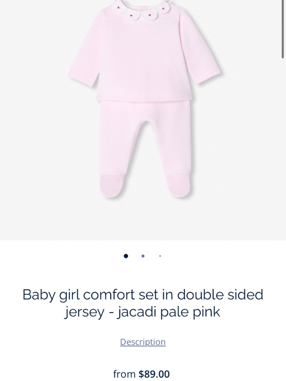 Baby girl comfort set in double sided jersey - jacadi pale pink